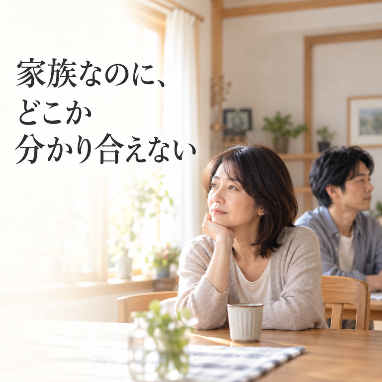 窓辺の家族、静かな距離